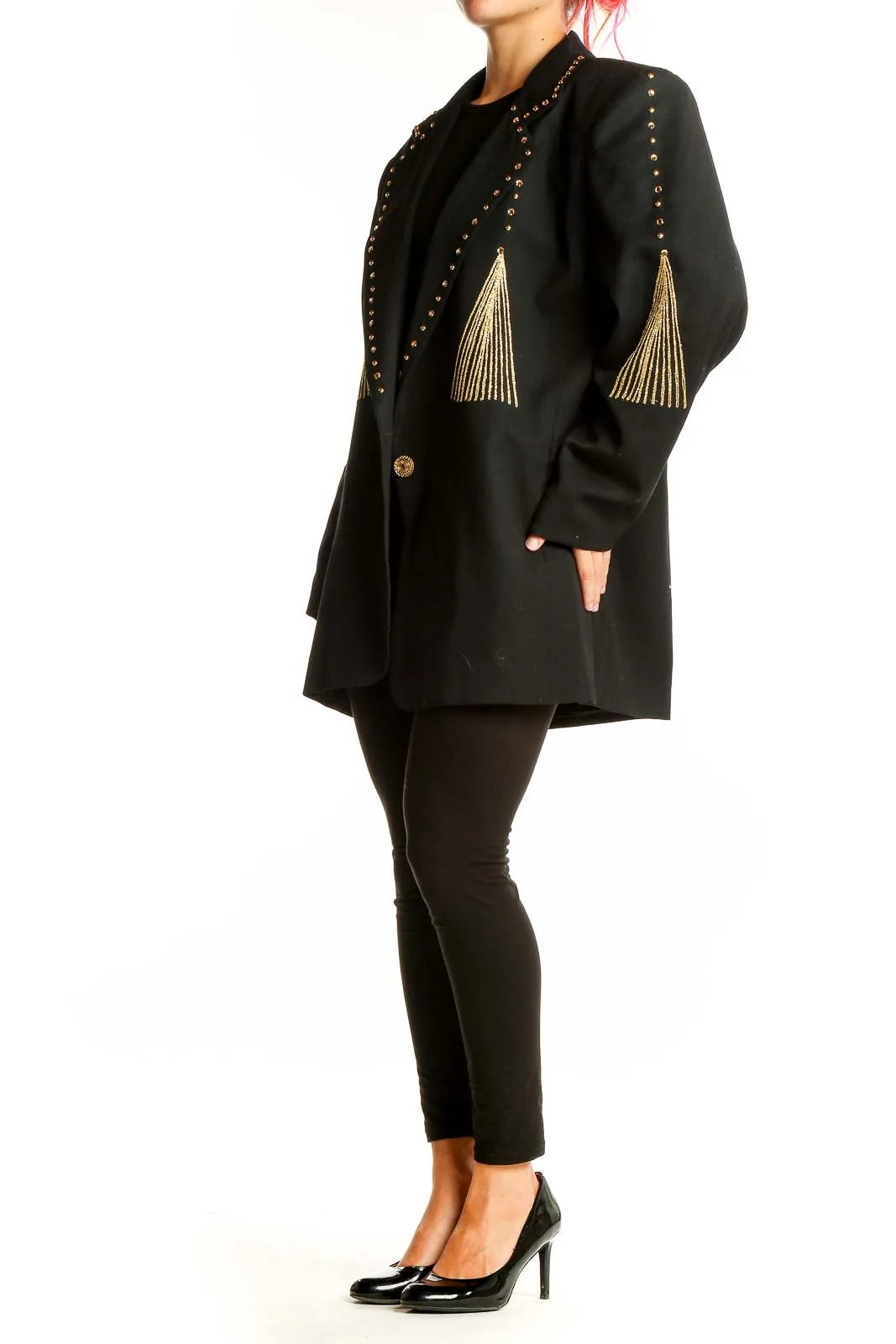 Black Embellished Oversized Blazer