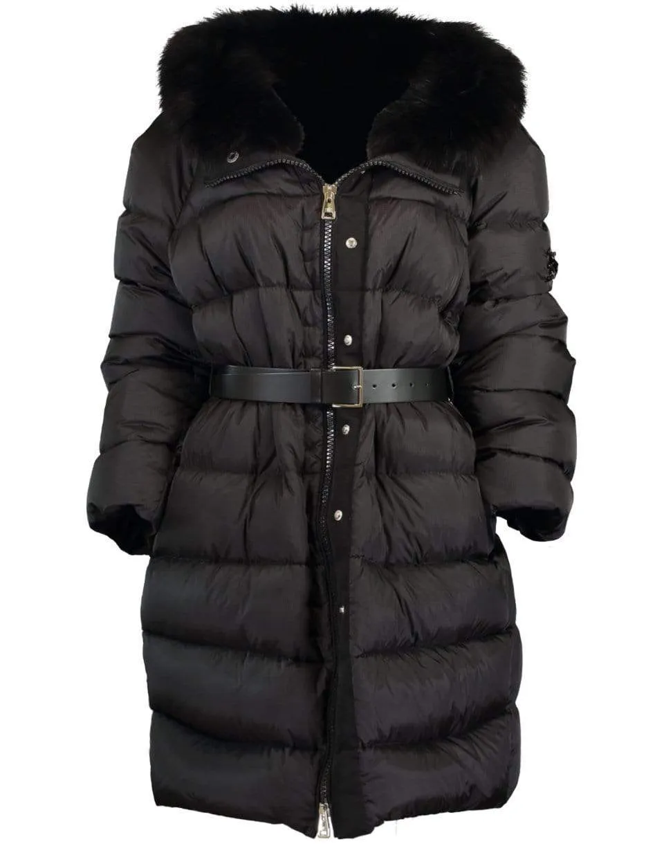 Black Fur Collar Puffer Coat