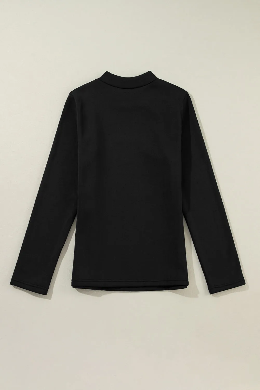 Black Mock Neck Thermal Lined Long Sleeve Tee