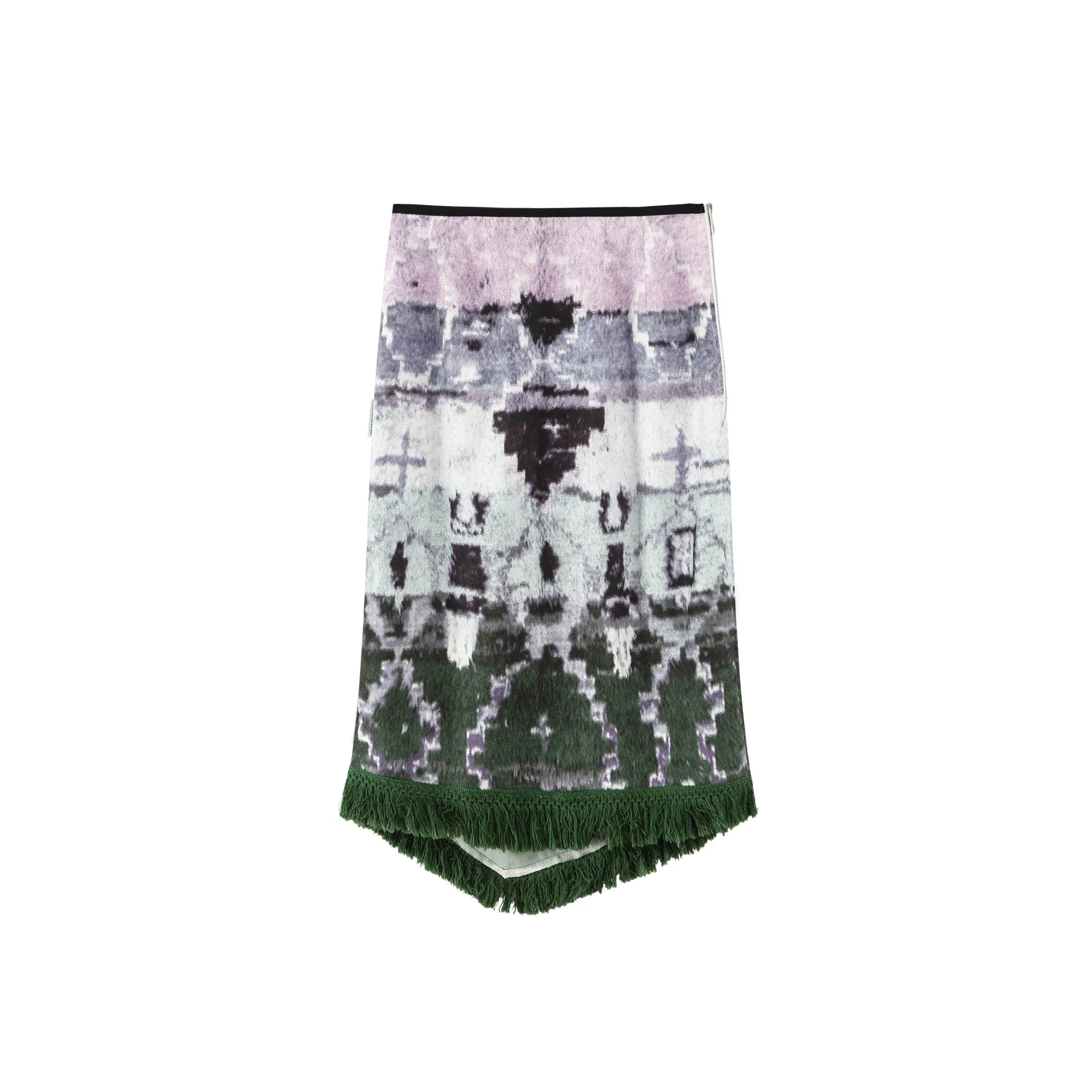 Blurry Ethnic Print Midi Skirt