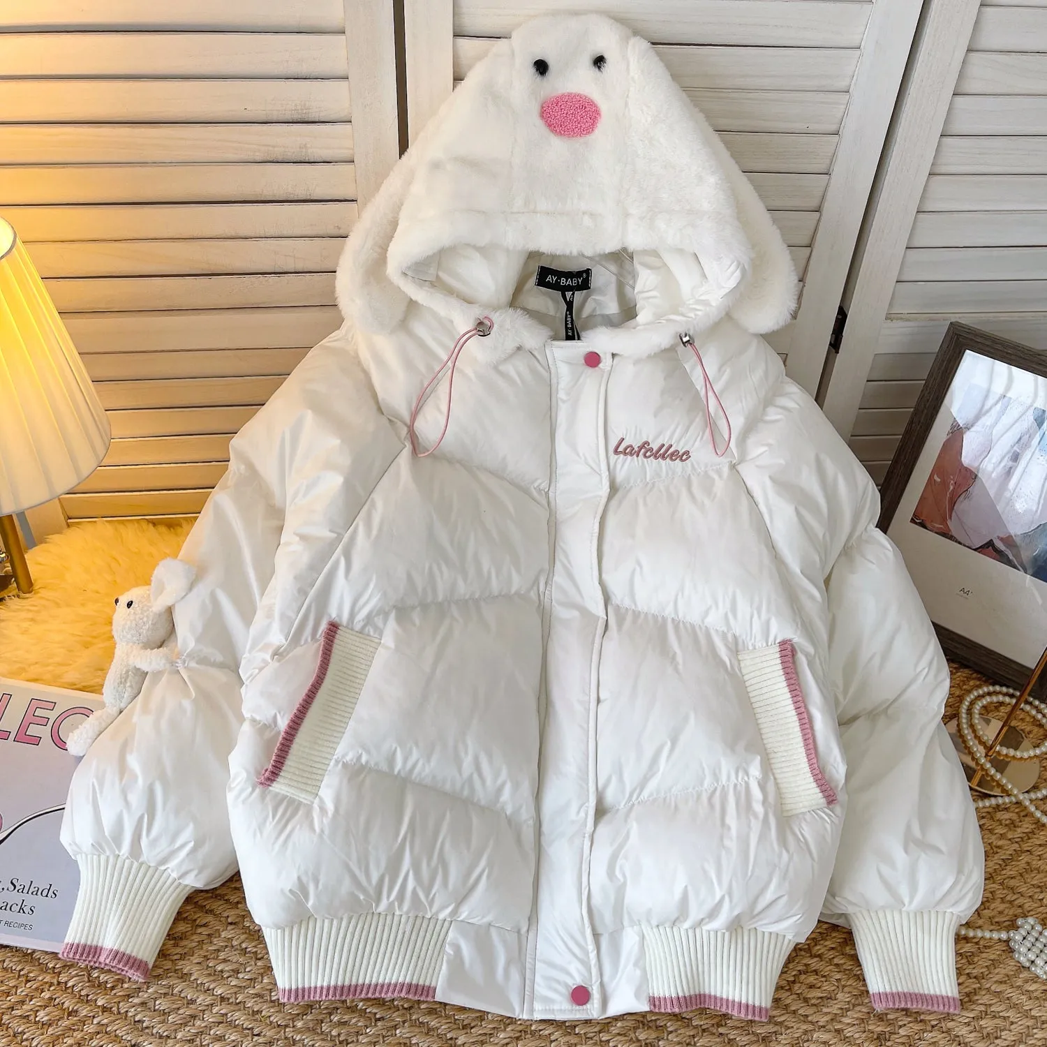 Cartoon Bear Hooded Padded Jacket