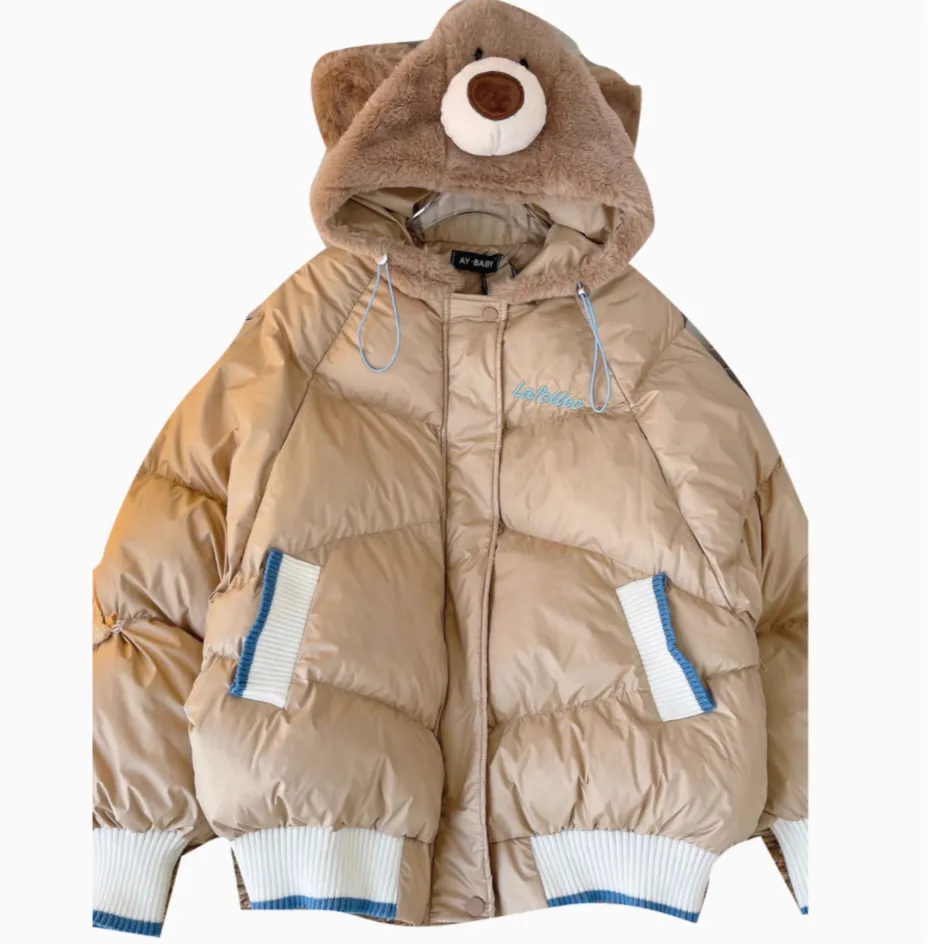 Cartoon Bear Hooded Padded Jacket