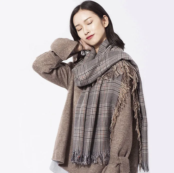 Double-sided Plaid Design Scarf Wrap for Women