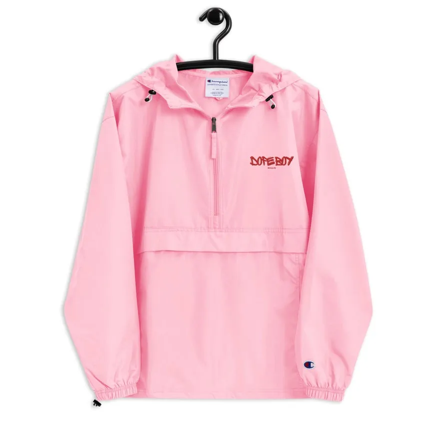 Embroidered Champion Packable Jacket Pink Candy