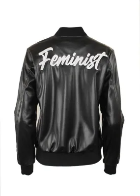 FEMINIST Vegan Leather Embroidered Varsity Jacket