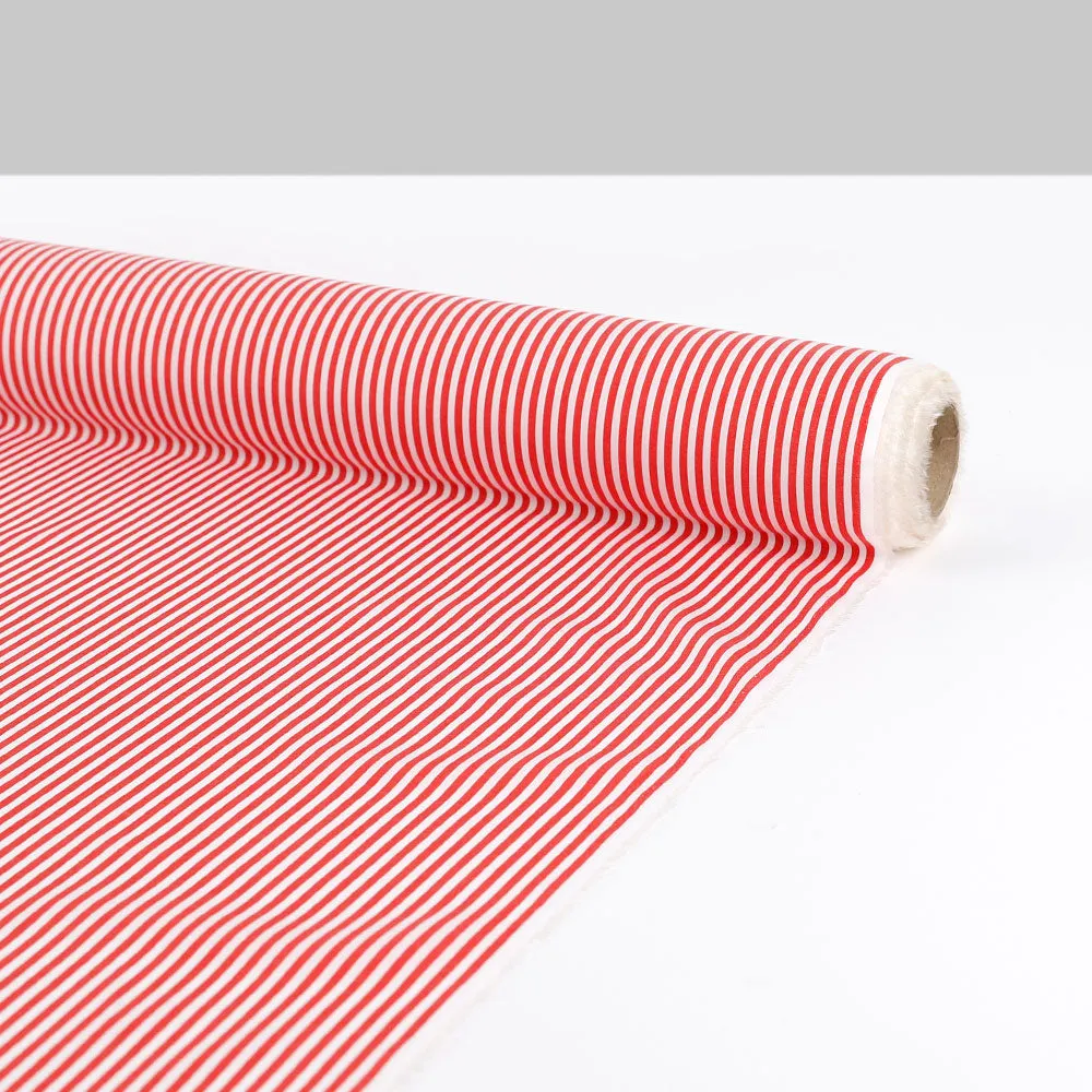 Lightweight Candy Stripe Cotton / Cupro - Red