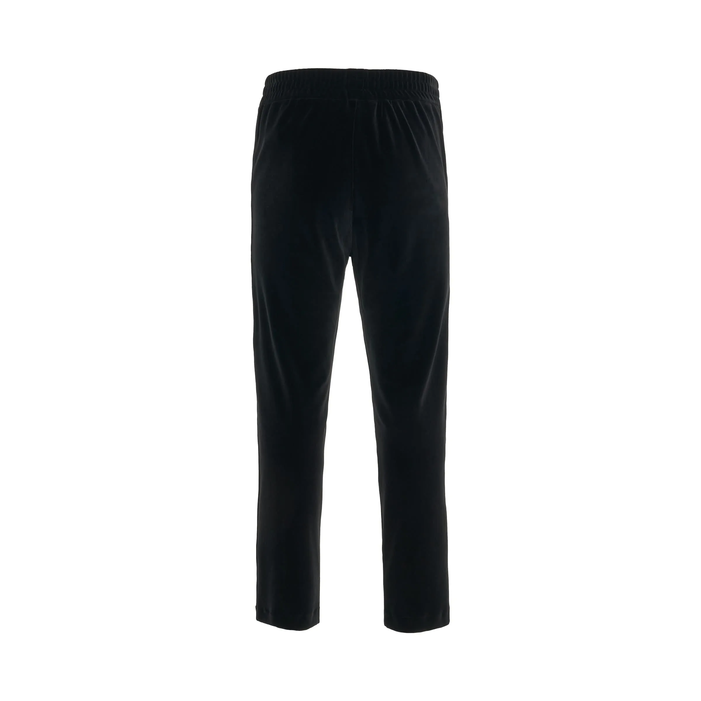 Logo Print Velvet Track Pants in Black