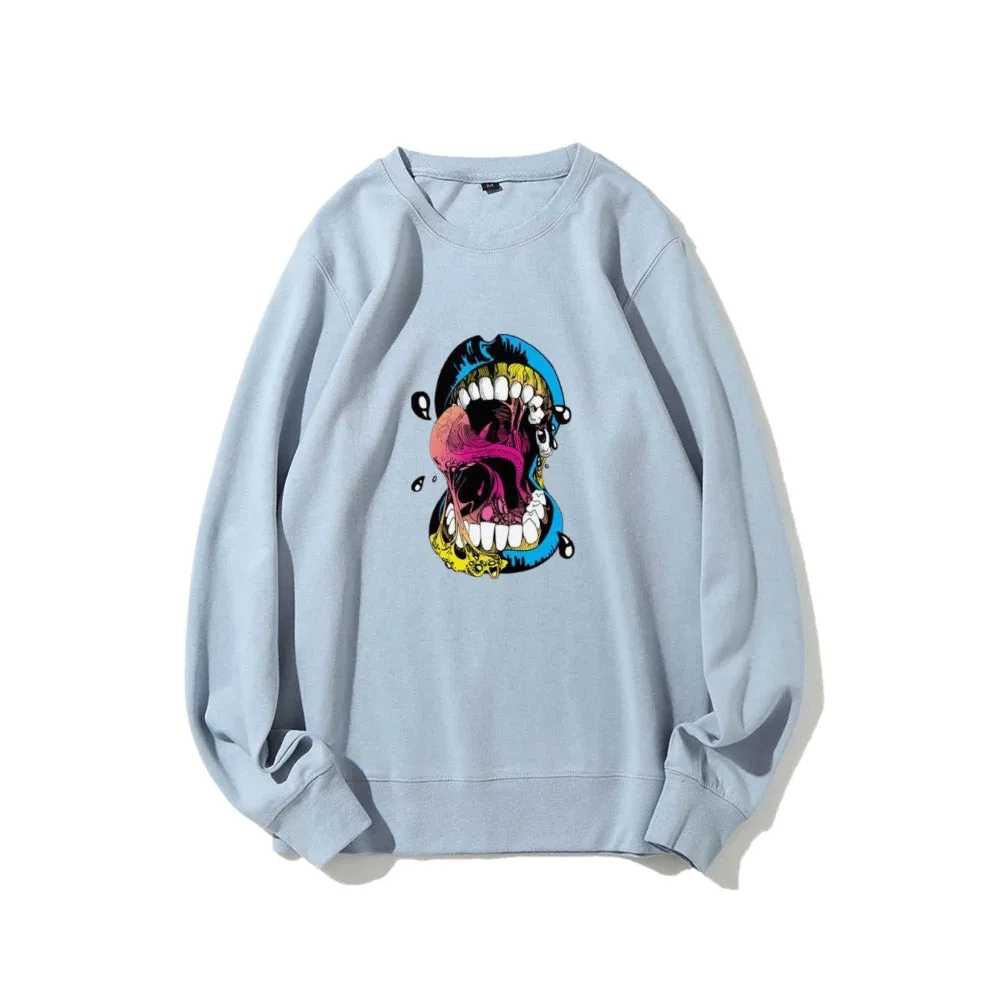 Mens Big Mouth Skull Graphic Sweatshirts