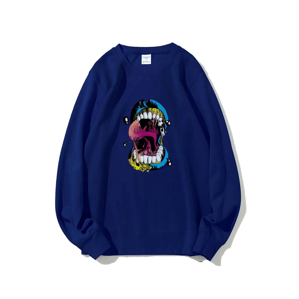 Mens Big Mouth Skull Graphic Sweatshirts