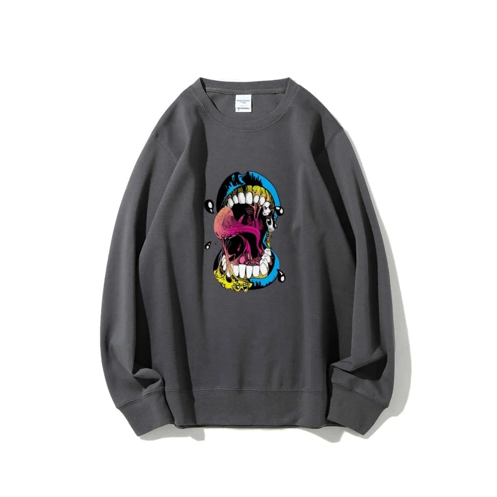 Mens Big Mouth Skull Graphic Sweatshirts