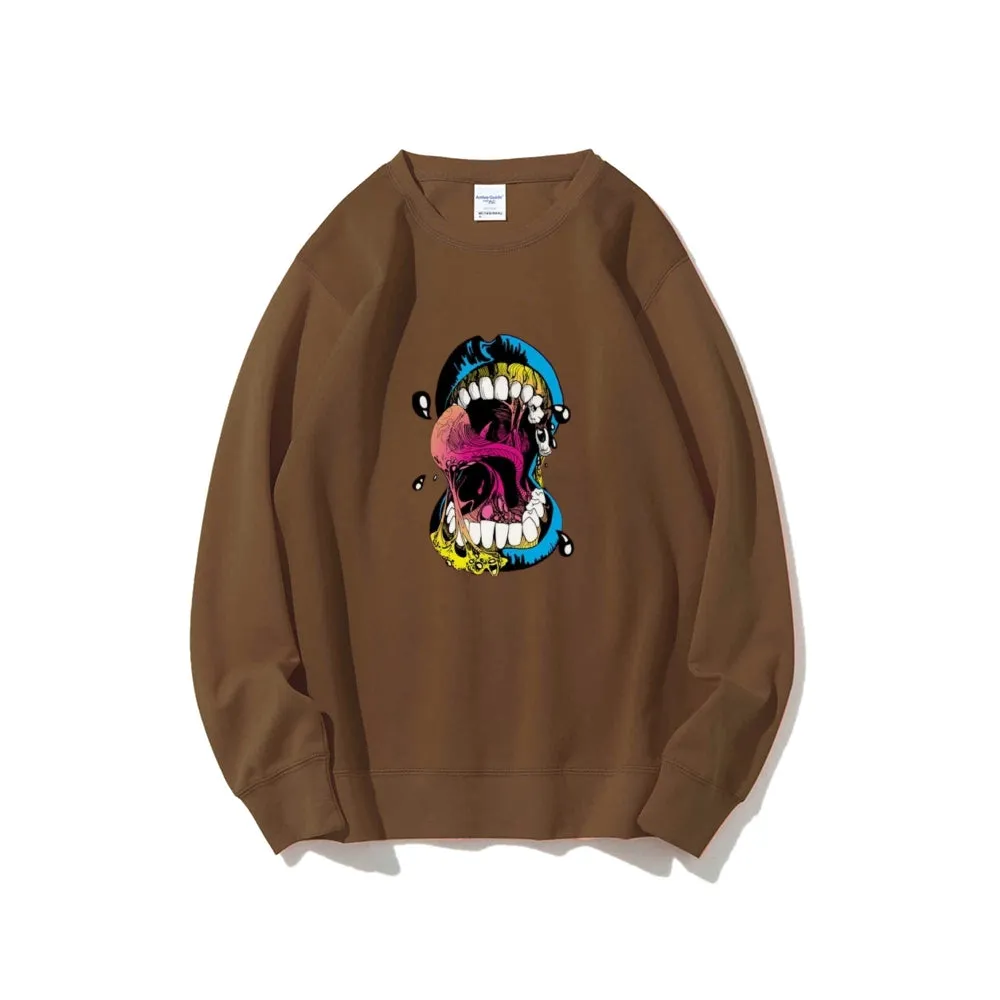 Mens Big Mouth Skull Graphic Sweatshirts