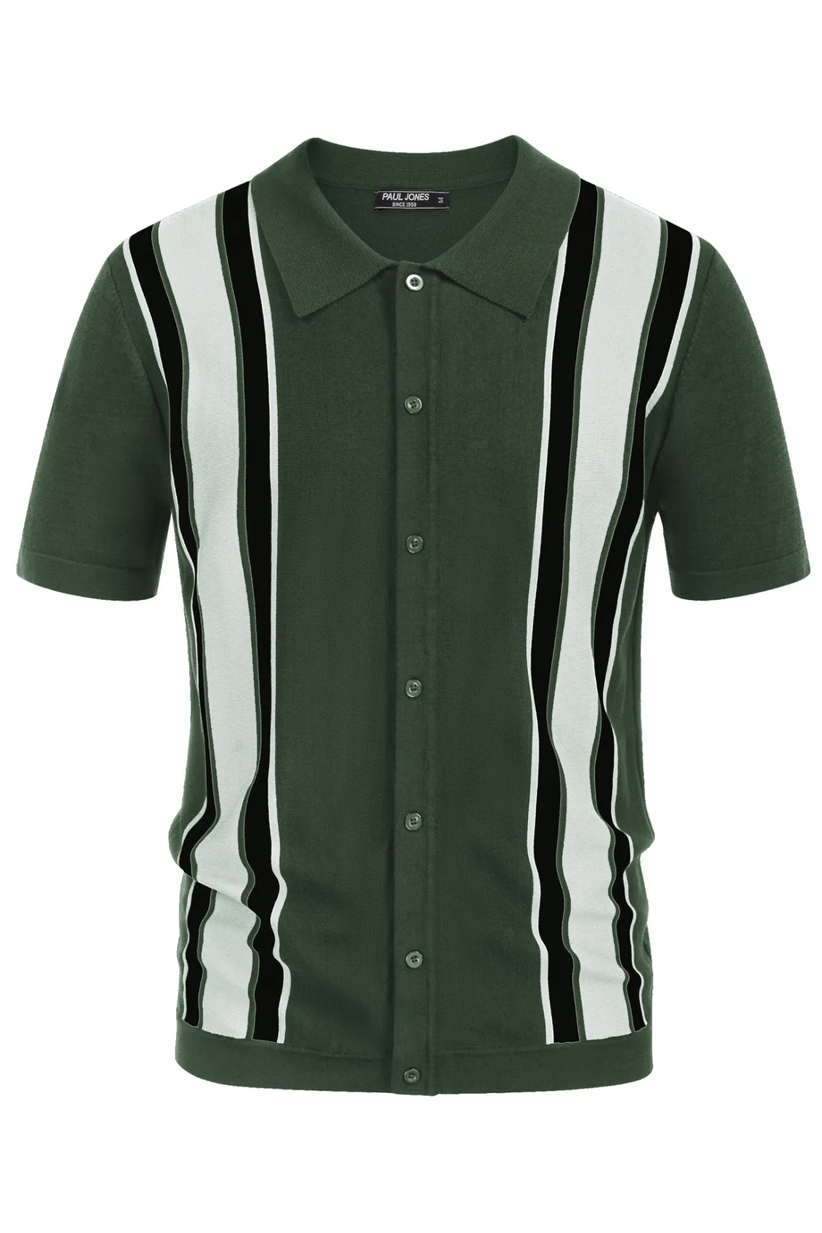 Mens Polo Shirts Vintage Striped Lightweight Knitting Golf Cardigans Shirts