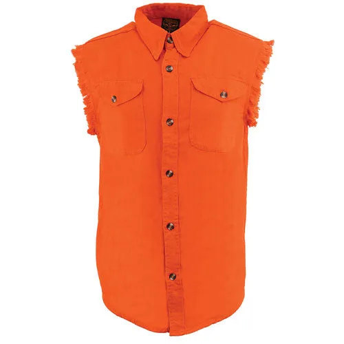 Milwaukee Leather DM1003 Men's Orange Lightweight Denim Shirt with