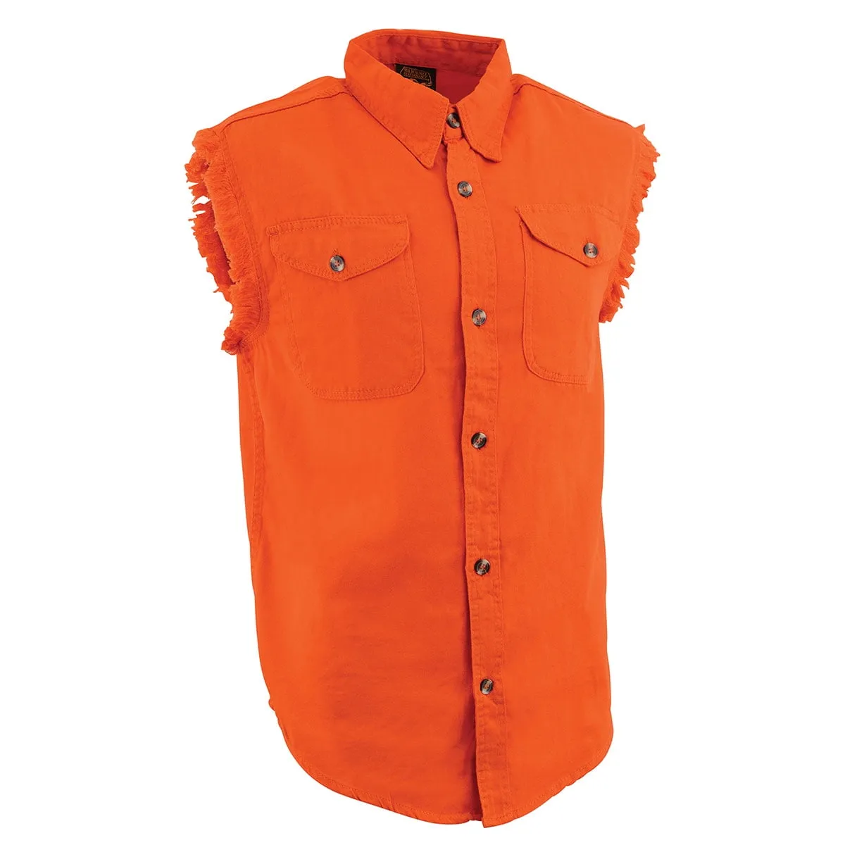 Milwaukee Leather DM1003 Men's Orange Lightweight Denim Shirt with