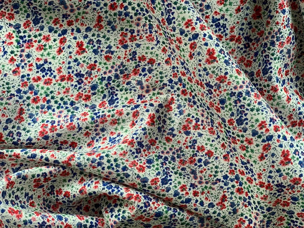 Phoebe Red & Navy Liberty of London Tana Cotton Lawn (Made in Italy)