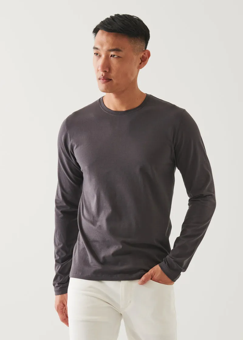 PIMA COTTON STRETCH LONG SLEEVE T-SHIRT  - BATTLESHIP