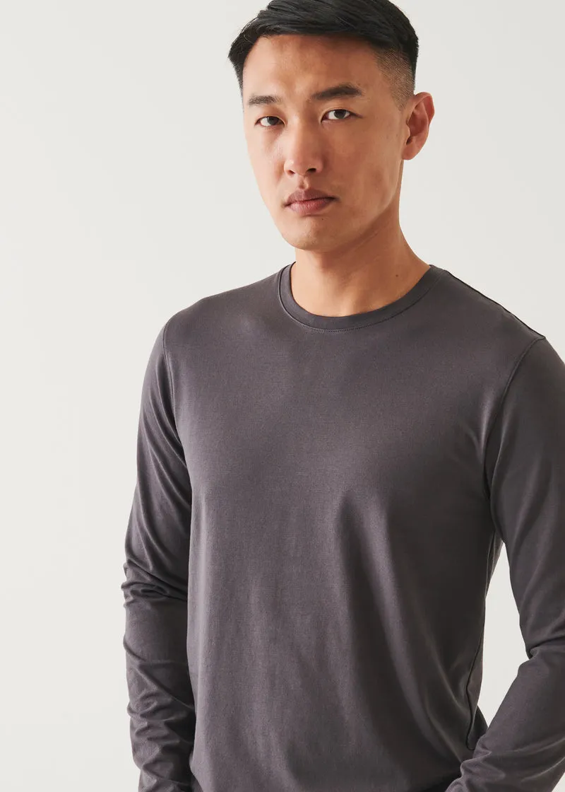 PIMA COTTON STRETCH LONG SLEEVE T-SHIRT  - BATTLESHIP