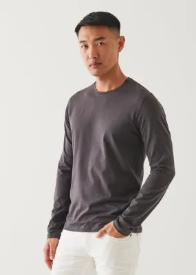 PIMA COTTON STRETCH LONG SLEEVE T-SHIRT  - BATTLESHIP