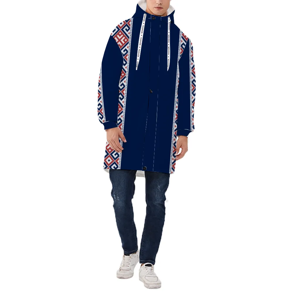 Print Embroidery Long Zip Hooded Jackets