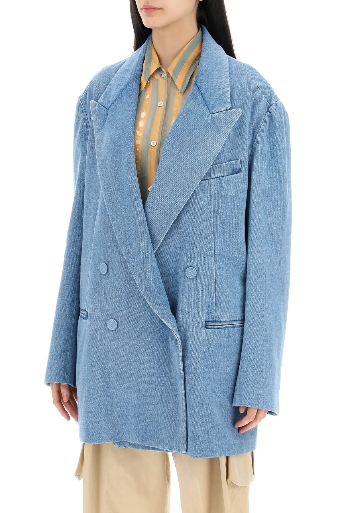 "oversized denim blazer