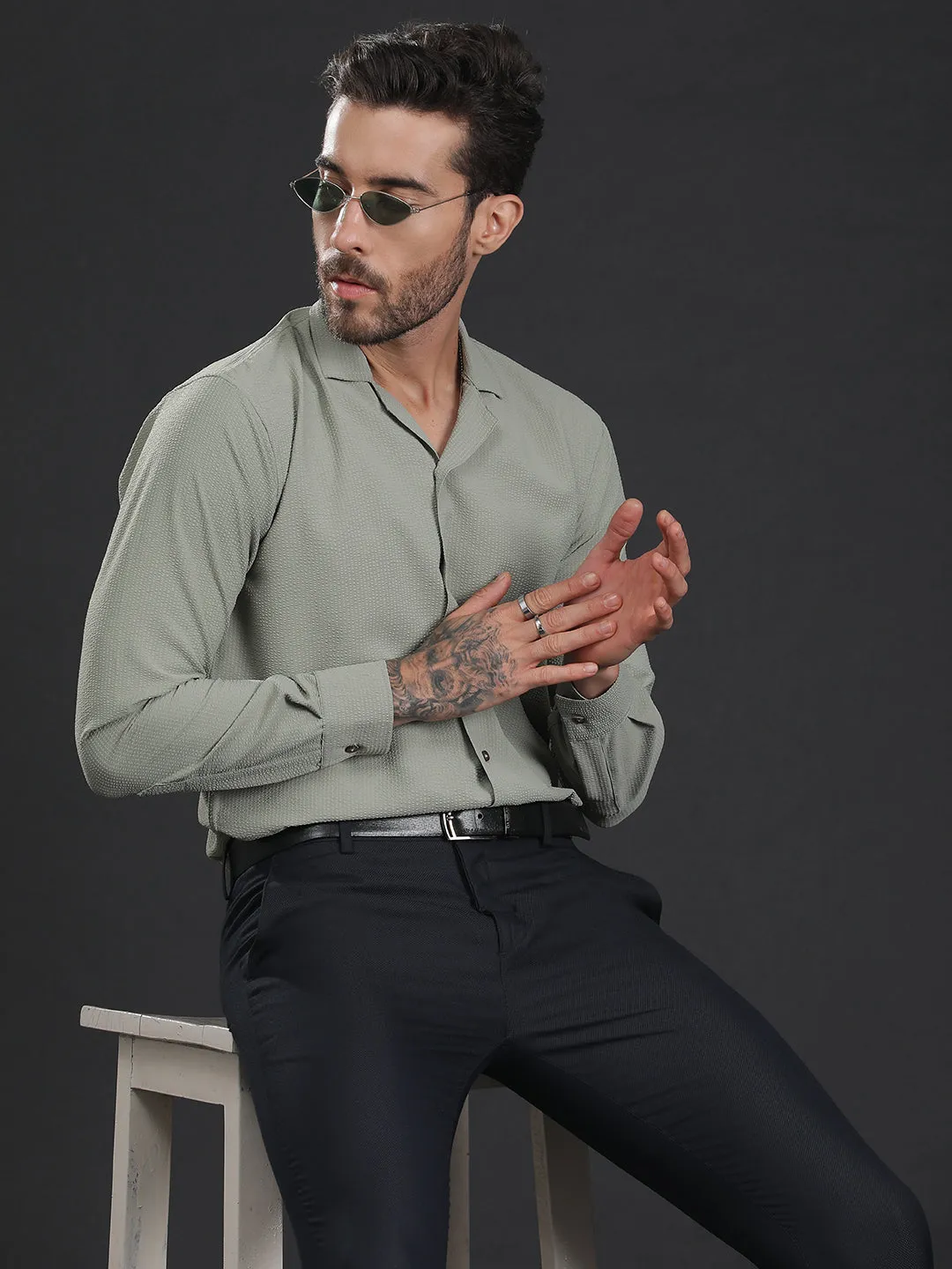 Self-Designed Lightweight Seersucker Party Wear Shirt