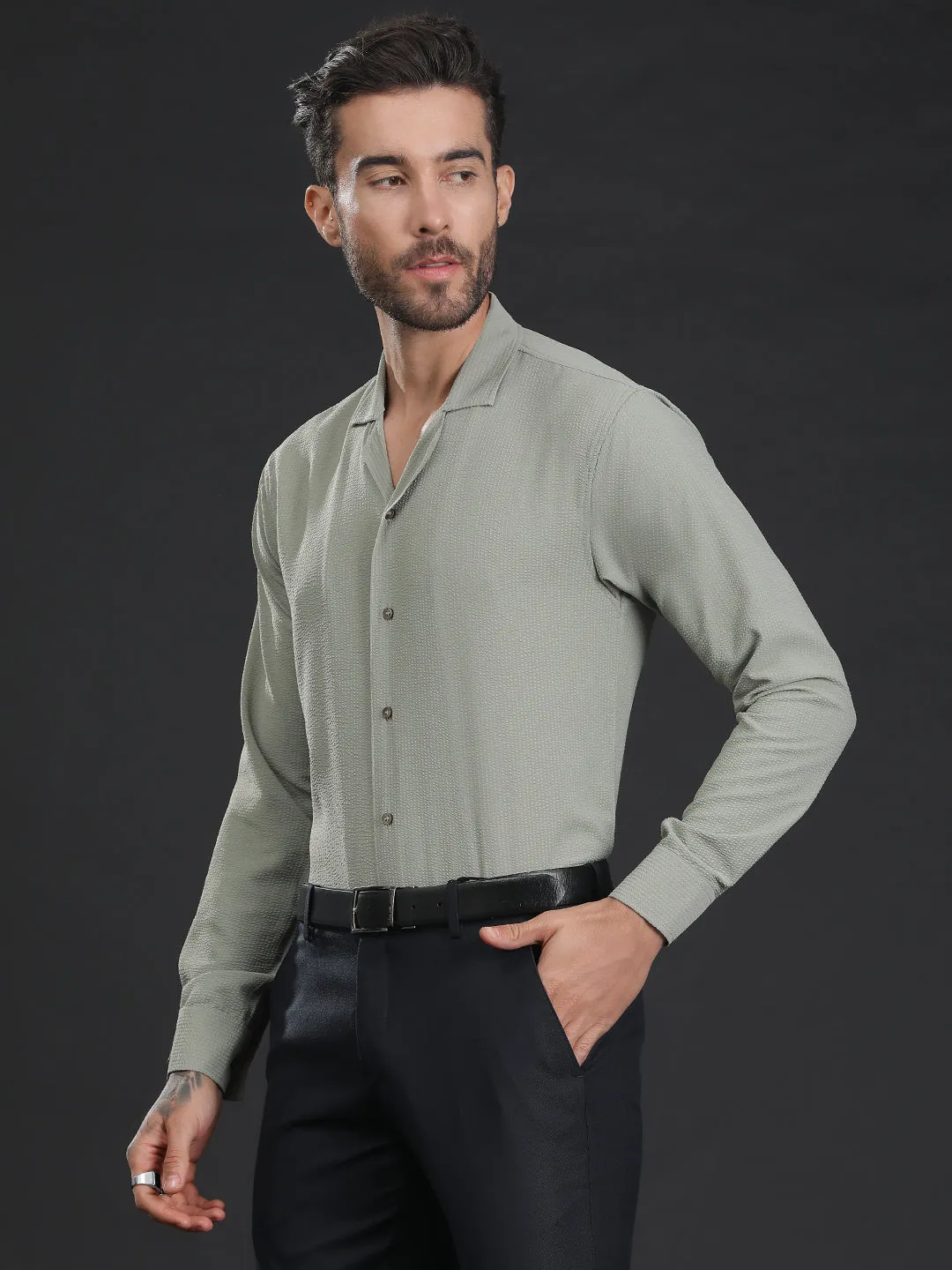 Self-Designed Lightweight Seersucker Party Wear Shirt