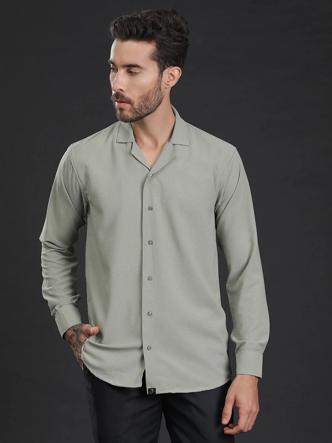 Self-Designed Lightweight Seersucker Party Wear Shirt