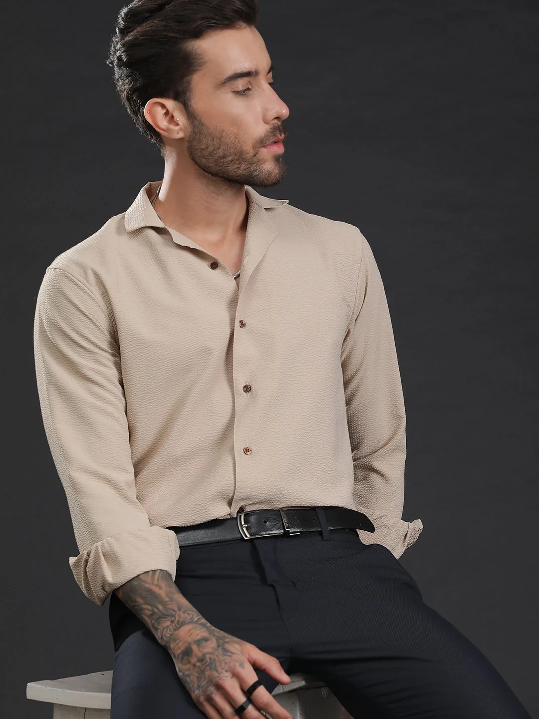 Self-Designed Lightweight Seersucker Party Wear Shirt