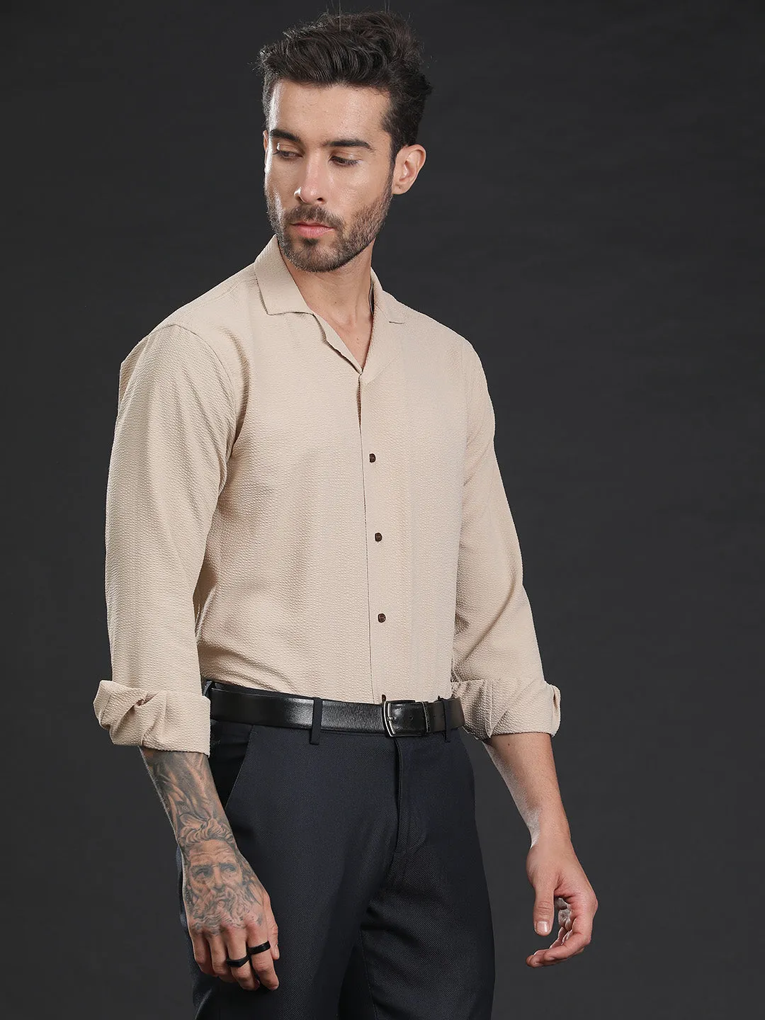 Self-Designed Lightweight Seersucker Party Wear Shirt