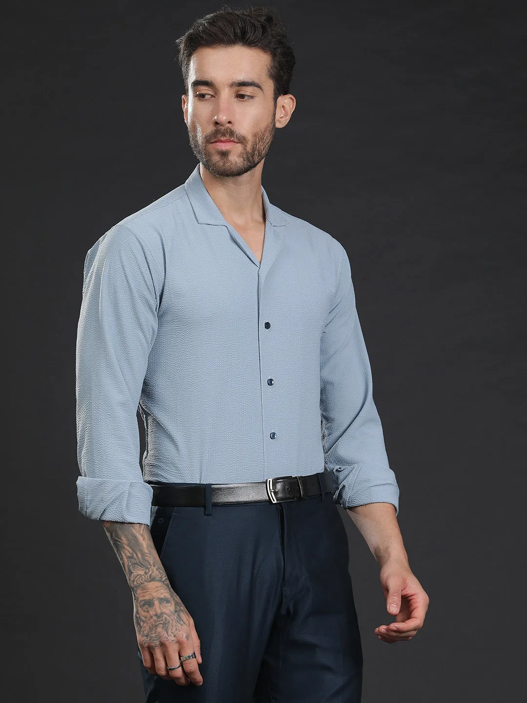 Self-Designed Lightweight Seersucker Party Wear Shirt