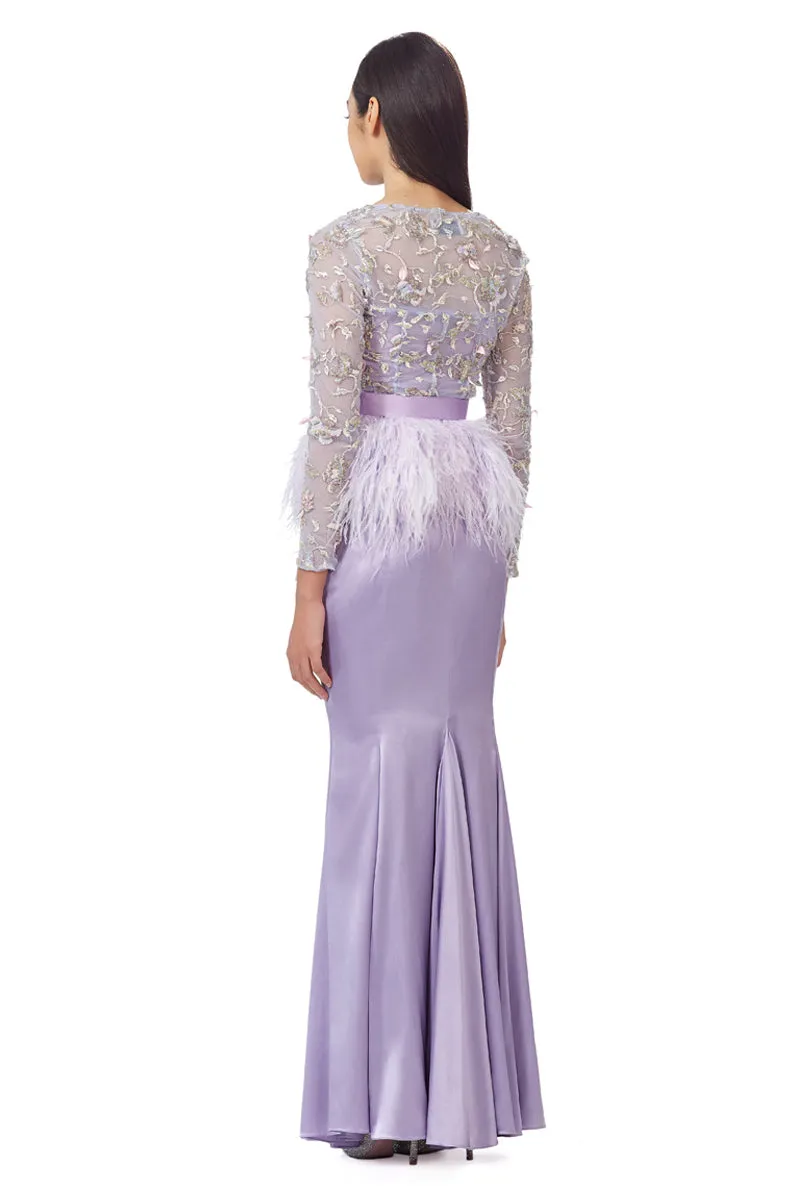 Silk Satin Mermaid Skirt in Lilac