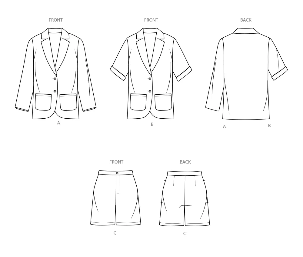 Simplicity Pattern 9930 Children's, Teens' and Adults' Blazers and Shorts