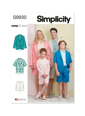 Simplicity Pattern 9930 Children's, Teens' and Adults' Blazers and Shorts