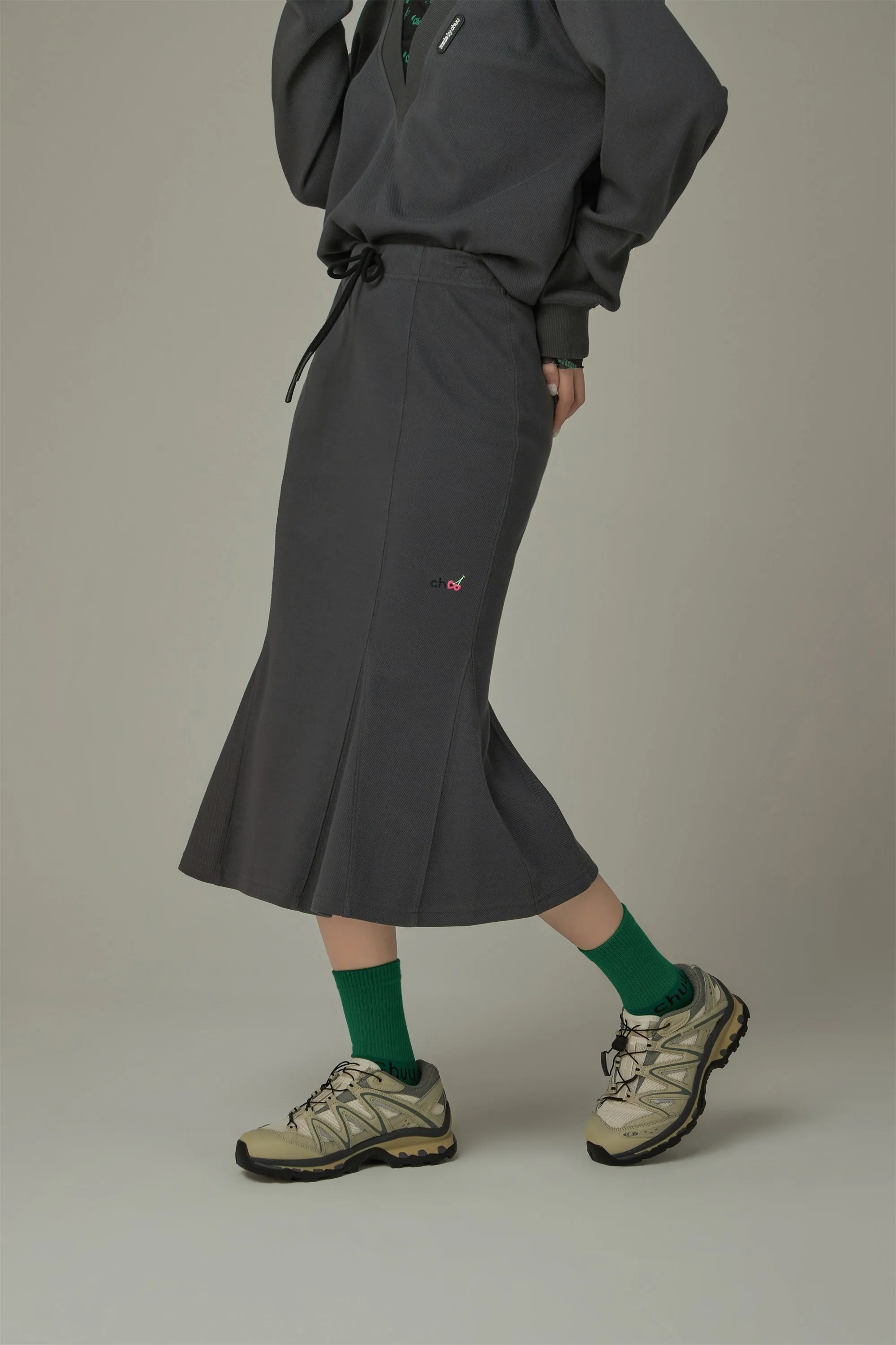 Sport Waist Strings Mermaid Midi Skirt