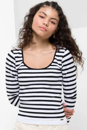 Stripe Crew Neck T-Shirt Black & White