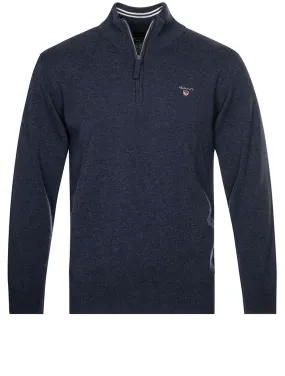 Super Fine Lambswool Half-Zip Sweater Dark Navy Melange