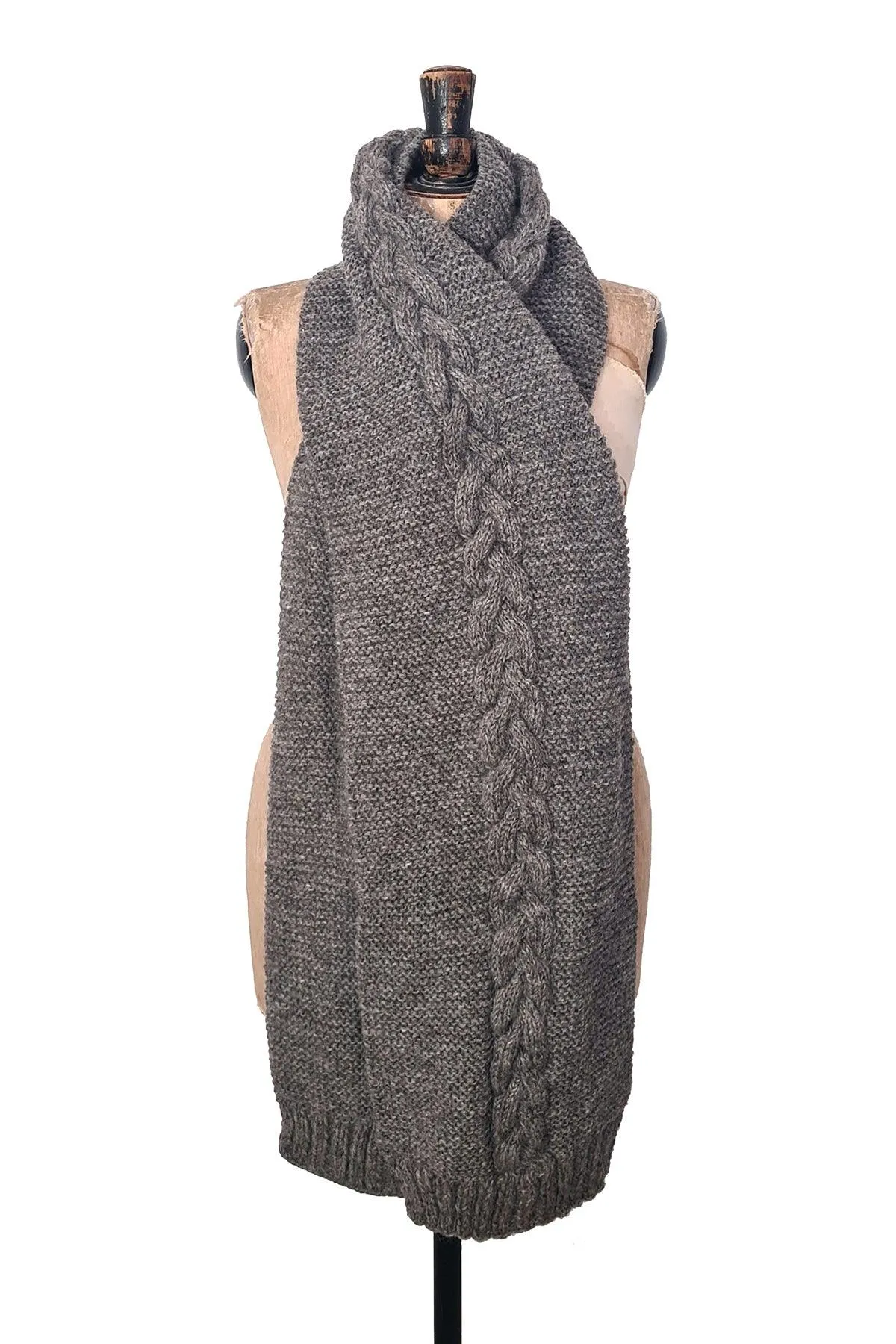 Taupe Hand Knitted Scarf