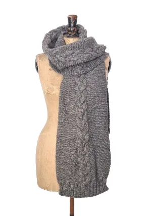 Taupe Hand Knitted Scarf