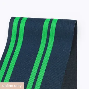 Twin Stripe Poly Twill - Ink / Emerald