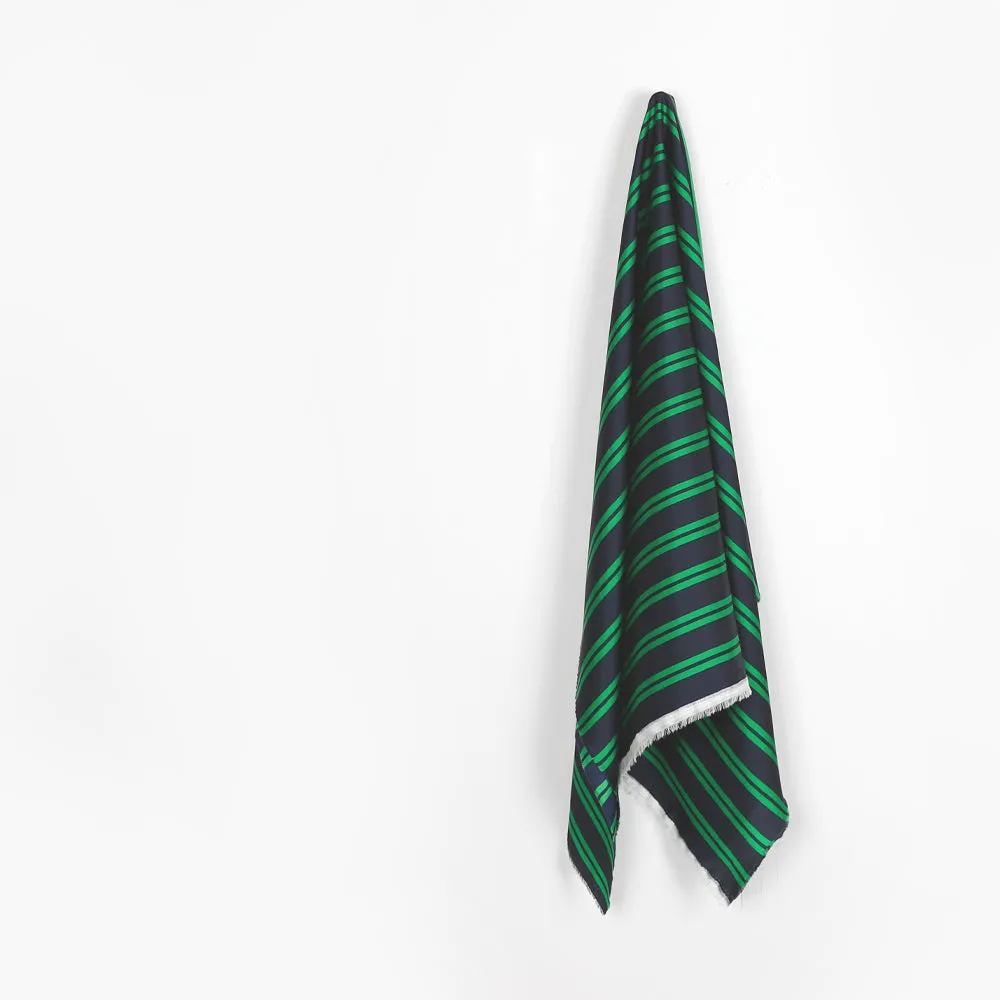 Twin Stripe Poly Twill - Ink / Emerald