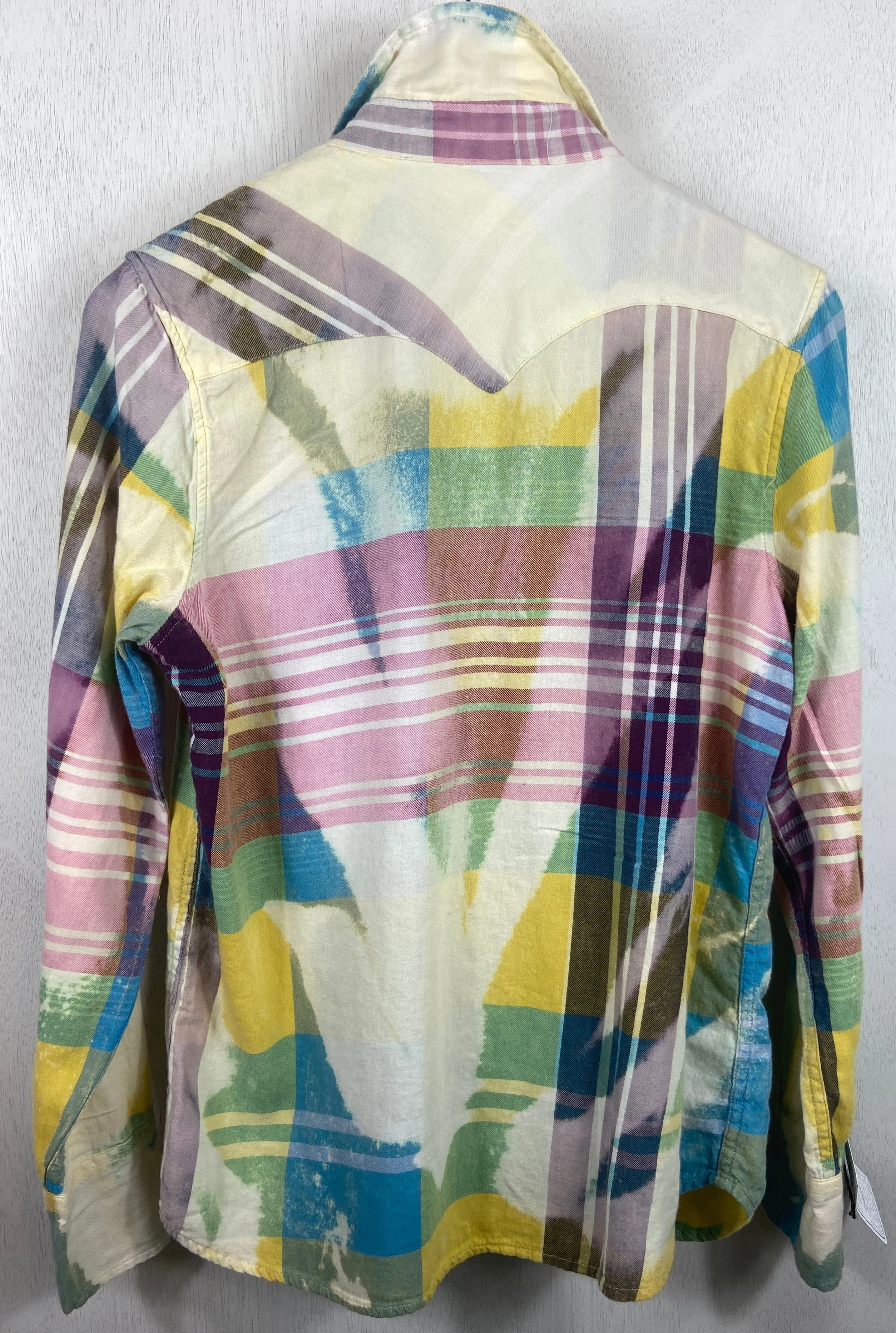 Vitnage Western Style Turquoise, Yellow, Pink and Cream Lightweight Cotton Size Small