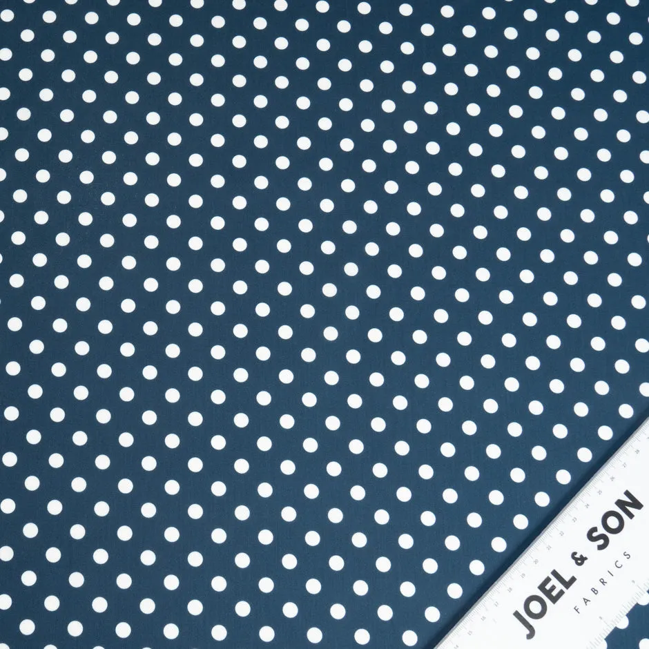 White Spotted Midnight Blue Lightweight Cotton