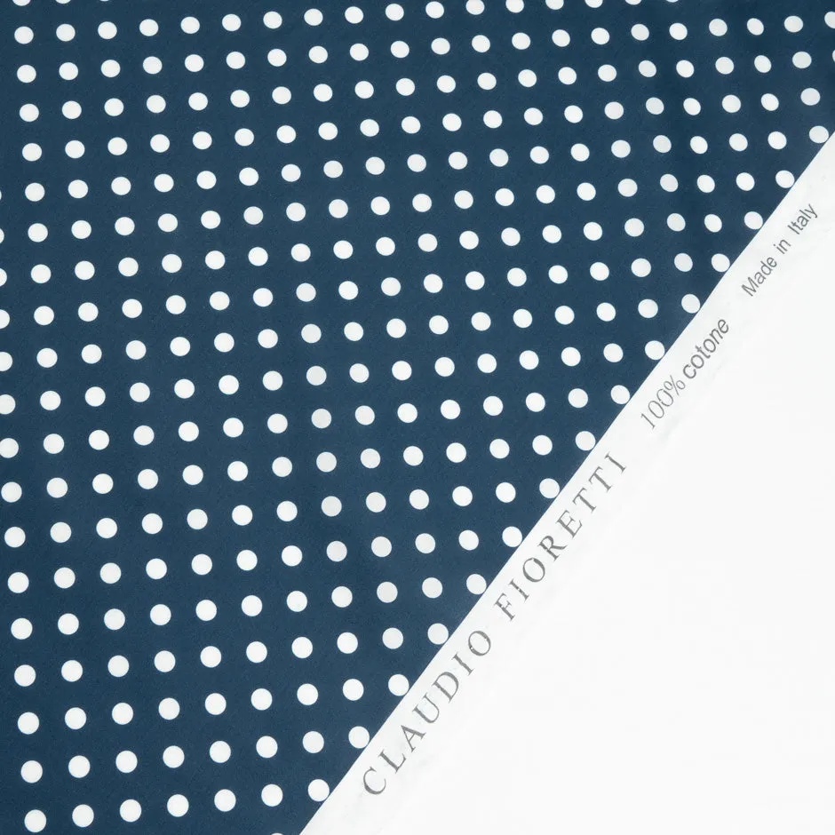 White Spotted Midnight Blue Lightweight Cotton