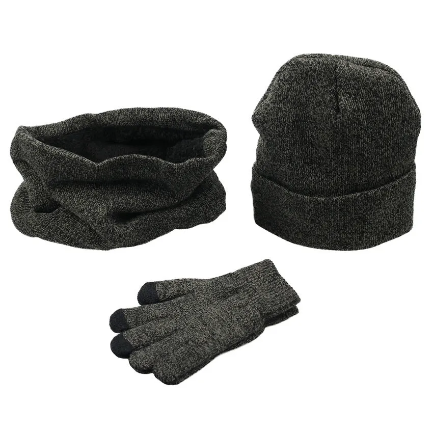 Winter men's hat, scarf, gloves, 3 pieces sets