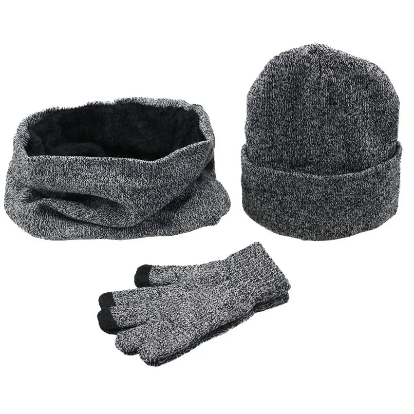 Winter men's hat, scarf, gloves, 3 pieces sets