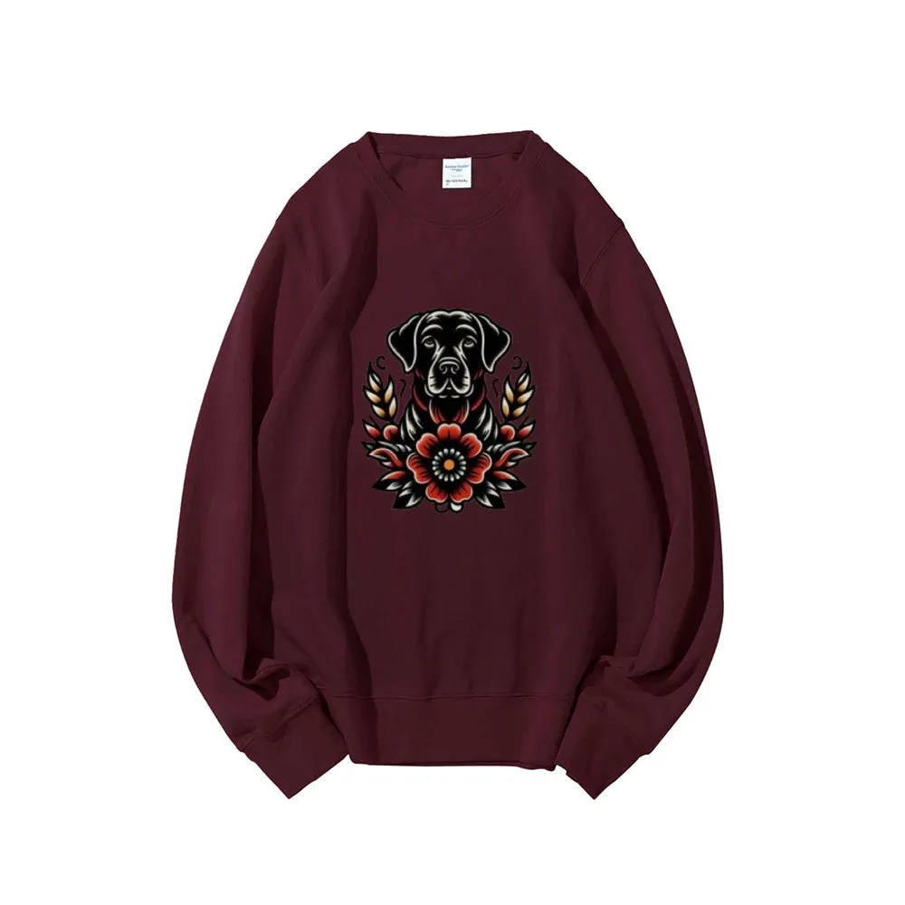 Women Floral Dog Graphic Sweatshirts